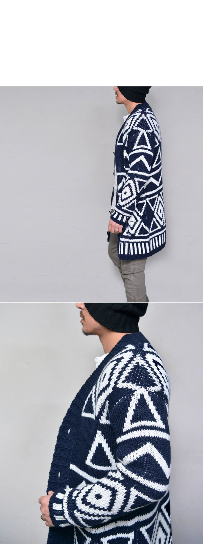 tribal print cardigan mens